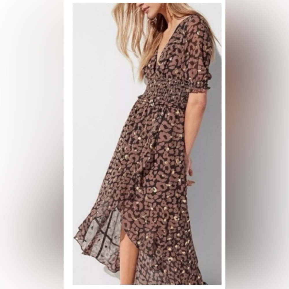 Express leopard print high low dress